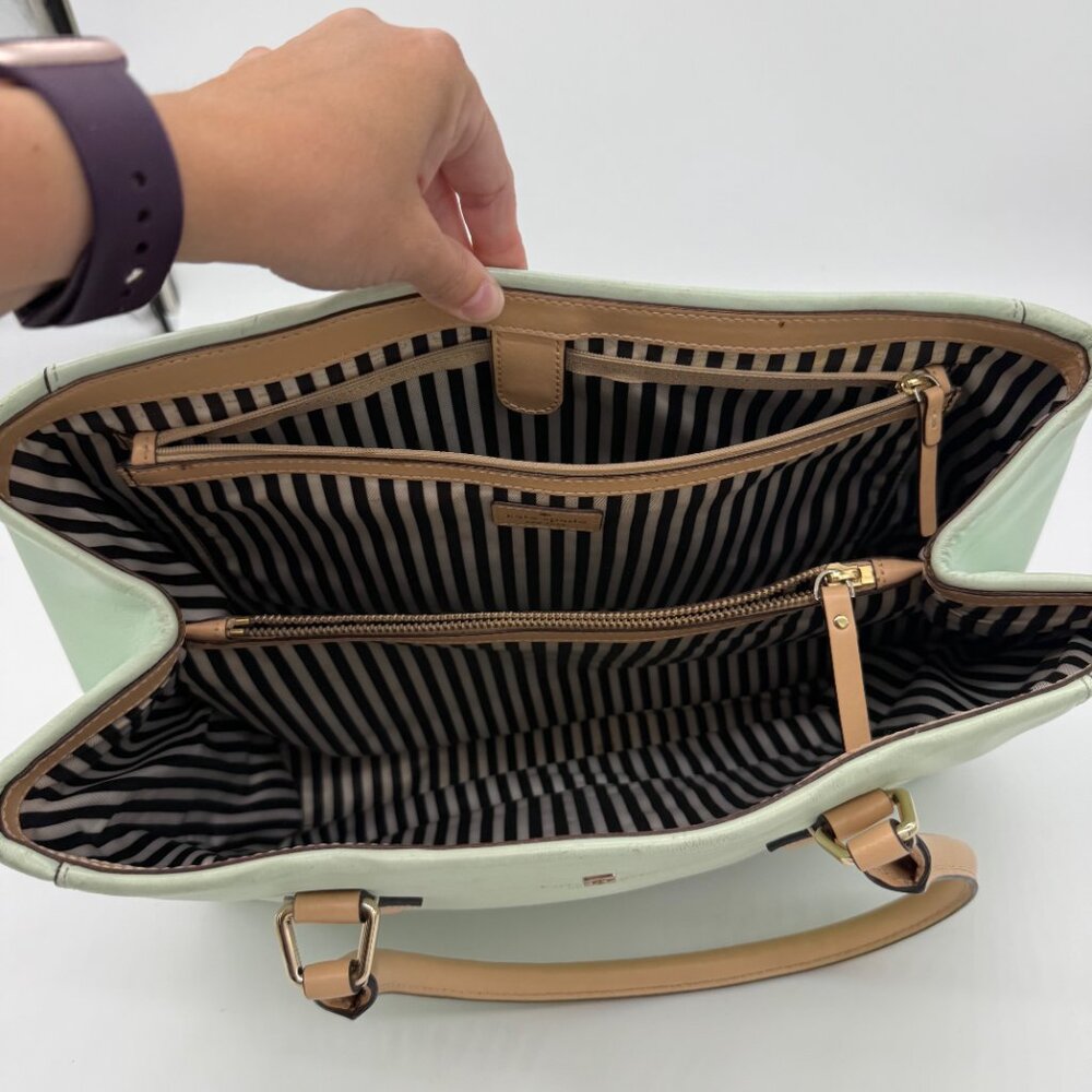 Kate Spade Mint Green Shoulder Bag with Tan and Black Trim - Picture 8 of 14